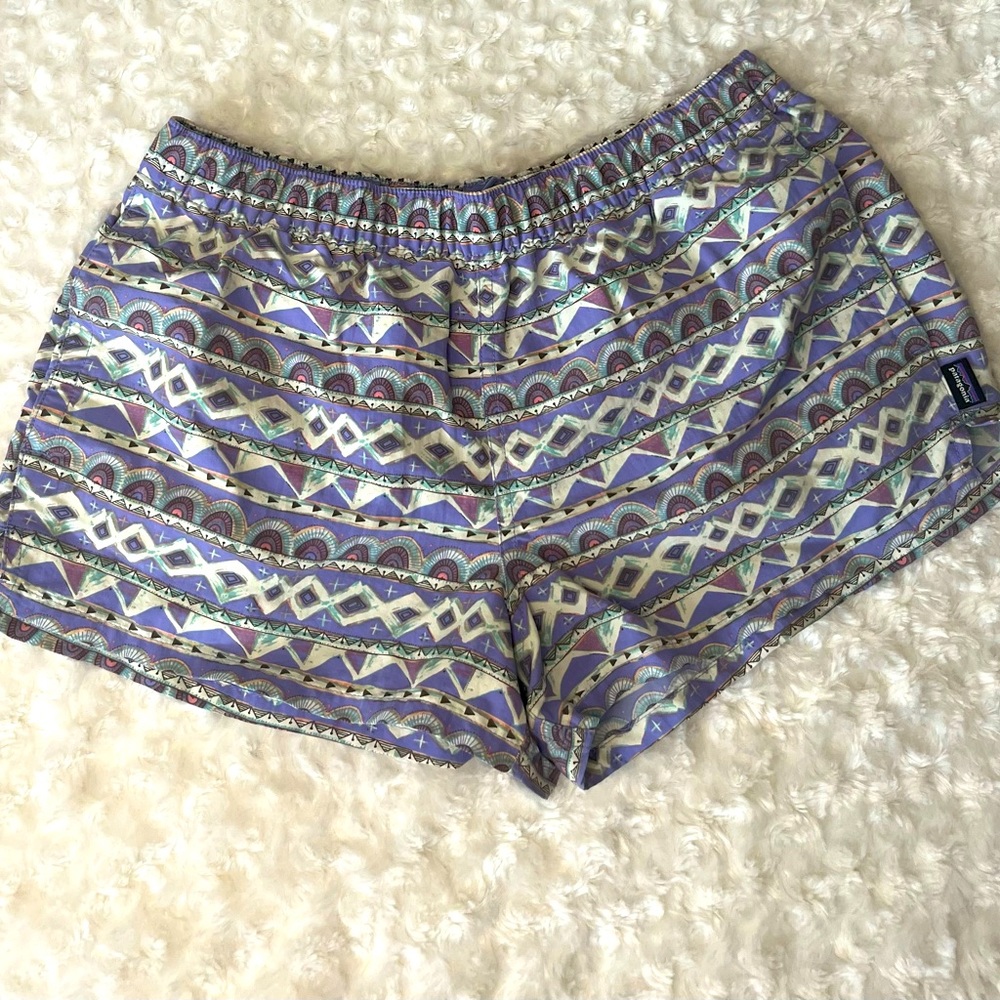 Patagonia purple printed shorts , size medium